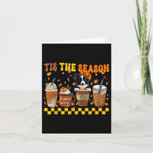 The Season Coffee Pumpkin Border Collie Halloween Card
