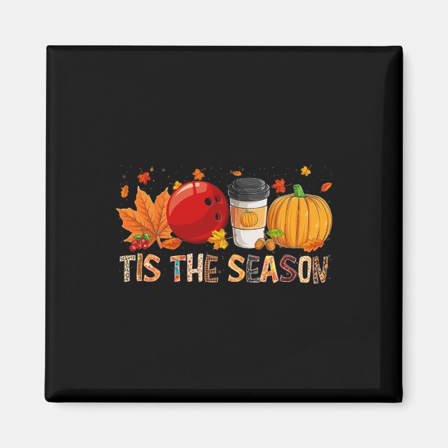 The Season Leopard Pumpkin Bowling Halloween Fall  Magnet (Front)