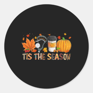 The Season Leopard Pumpkin Lacrosse Halloween Fall Classic Round Sticker