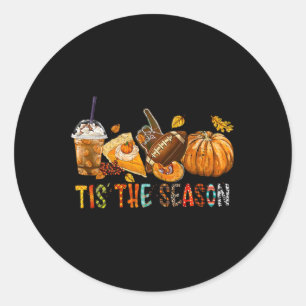 The Season Pumpkin And Spice Football Halloween Fa Classic Round Sticker