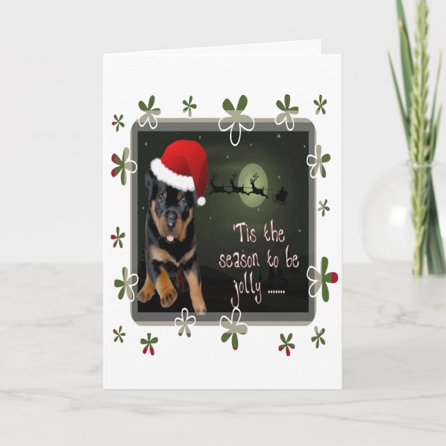 The Season To Be Jolly Cute Pup Holiday Greetings Card (Front)