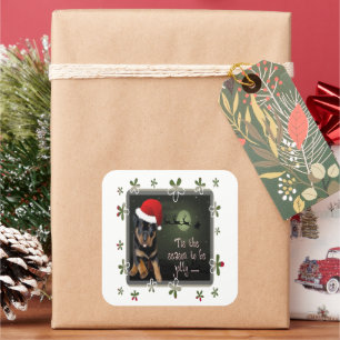 The Season To Be Jolly Cute Pup Holiday Greetings Square Sticker