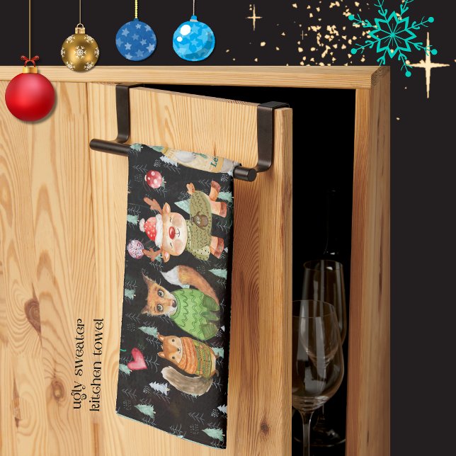 The Season to Rock Ugly Sweaters  Tea Towel (The Season to Rock Ugly Sweaters Kitchen Towel)