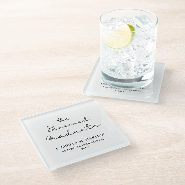 The Seasoned Graduate Personalised Glass Coaster (Angled)