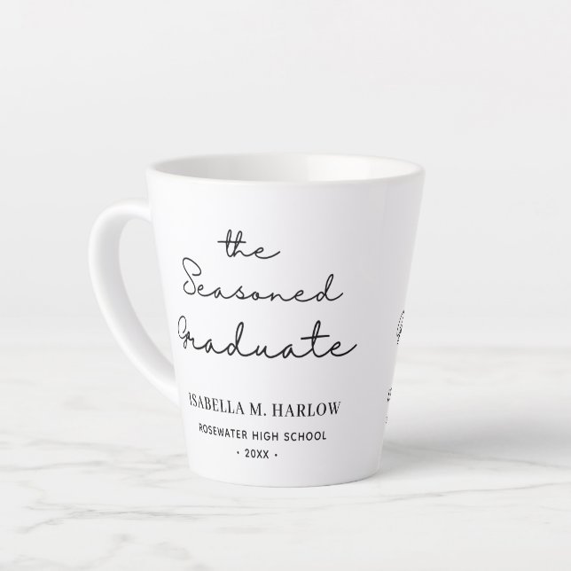 The Seasoned Graduate Personalised Latte Mug (Left Angle)
