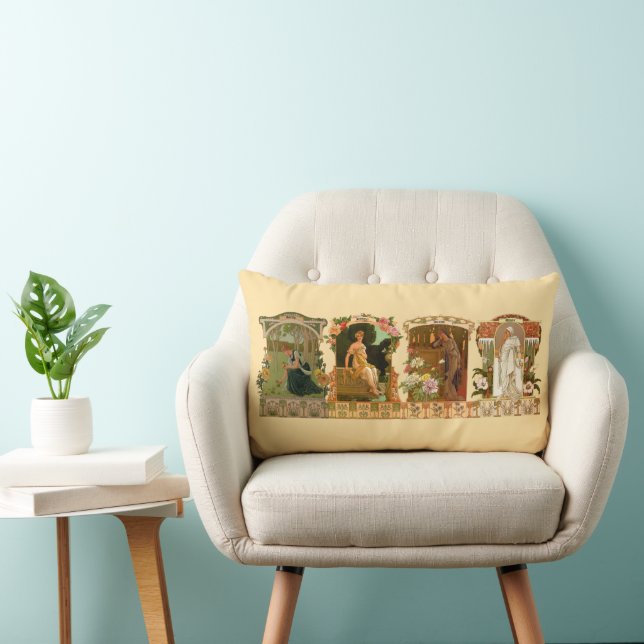 The Seasons Art Nouveau by Sonrel. Lumbar Cushion (Chair)