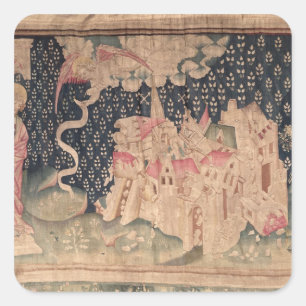 The second angel announces the fall of Babylon Square Sticker