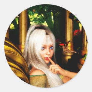 The Secret Fairy Temple in the Woods Classic Round Sticker