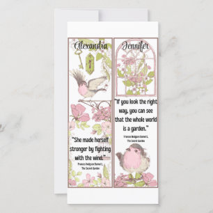 The Secret Garden Book Quotes Cute Birds Bookmarks Card