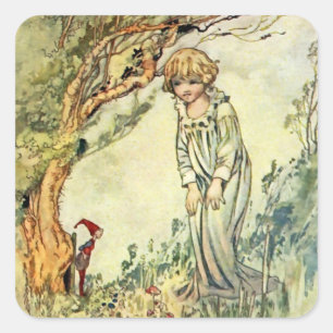 “The Secret Garden” Fairy Art by Charles Robinson Square Sticker