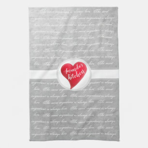 The secret ingredient is always love marble heart tea towel