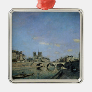 The Seine and Notre Dame in Paris, 1864 Metal Ornament
