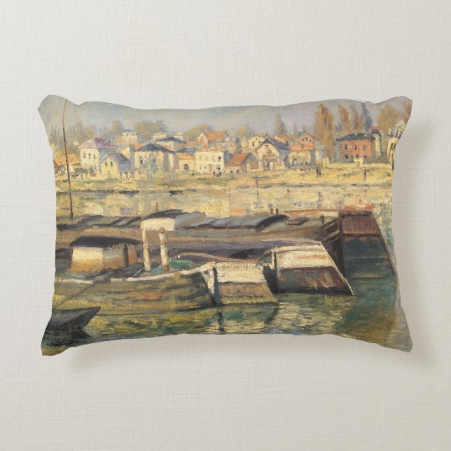 The Seine at Asnieres by Claude Monet Decorative Cushion (Front)