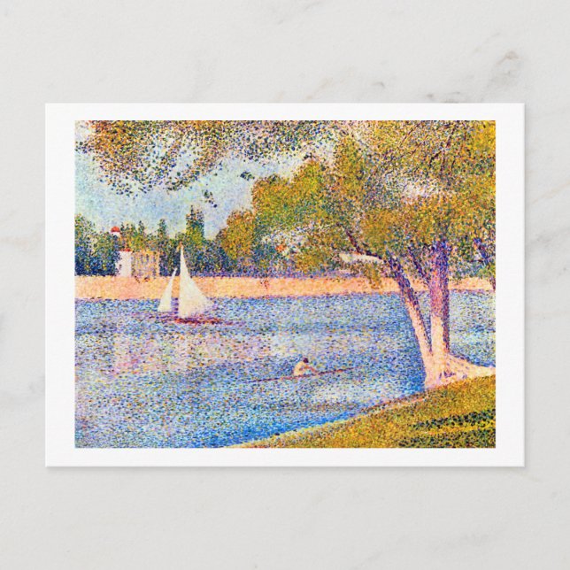 The Seine at La Grande Jatte, Seurat Postcard (Front)