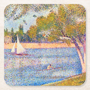 The Seine at La Grande Jatte, Seurat Square Paper Coaster