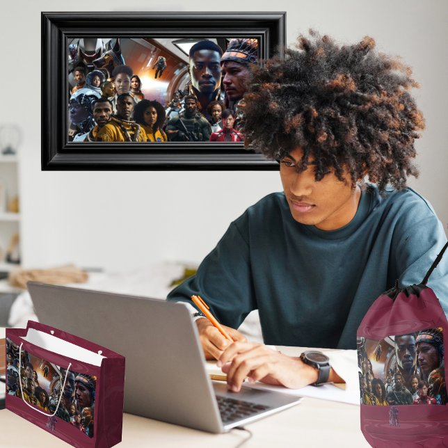 The Sekhmet Crew Large Gift Bag (Get the full "Sekhmet Starship" collection at  https://bit.ly/BlackFutureZazzle)