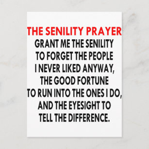 The Senility Prayer Postcard