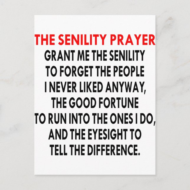 The Senility Prayer Postcard (Front)