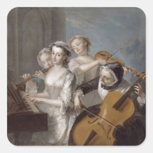 The Sense of Hearing, c.1744-7 (oil on canvas) Square Sticker