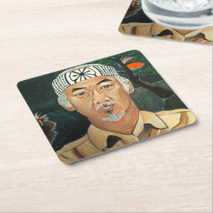 The Sensei Painting by Alfred Fox Square Paper Coaster