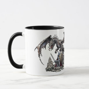The Sentinel: A Knight Guarding a Winged Dragon Mug