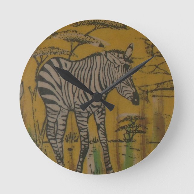 The Serengeti Spirit: Zebra Grazing in the Mara Round Clock (Front)