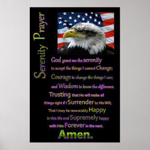 The Serenity Prayer Beautiful American eagles head Poster