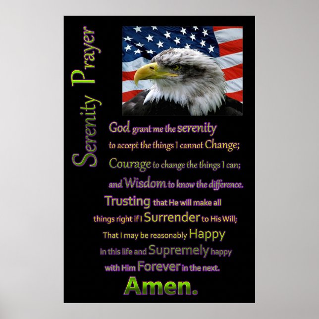 The Serenity Prayer Beautiful American eagles head Poster (Front)