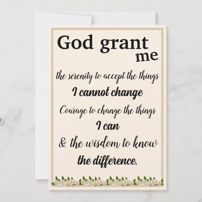 The Serenity Prayer Card (Front)