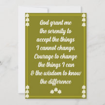 The Serenity Prayer Card