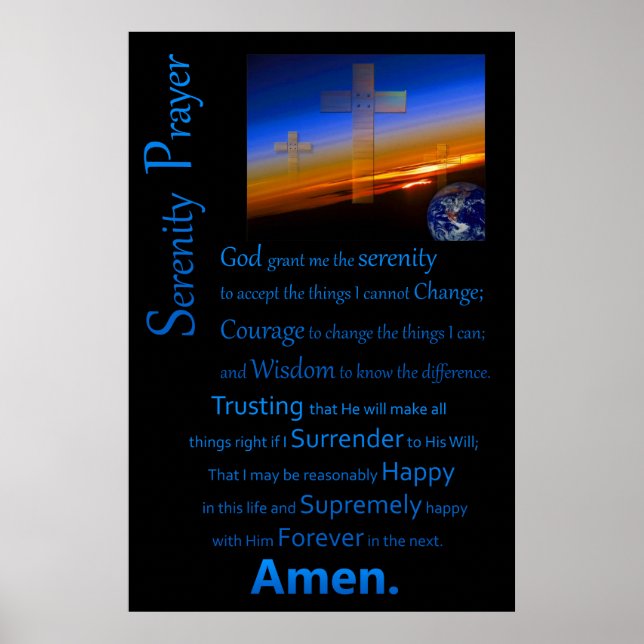 The Serenity Prayer In Space Blue Poster (Front)