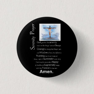 The Serenity Prayer Jesus Cross 3 Cm Round Badge