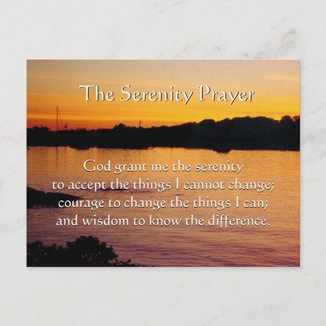 The Serenity Prayer orange sunset postcard (Front)