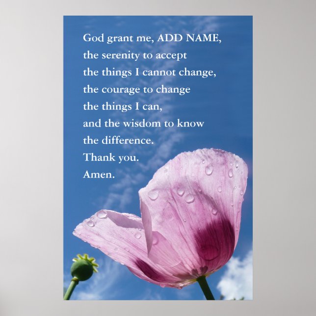 The Serenity Prayer Poster, Acceptance Quote Art Poster (Front)