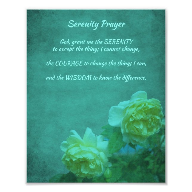 The Serenity Prayer Roses Inspirational 8x10 Photo Print (Front)