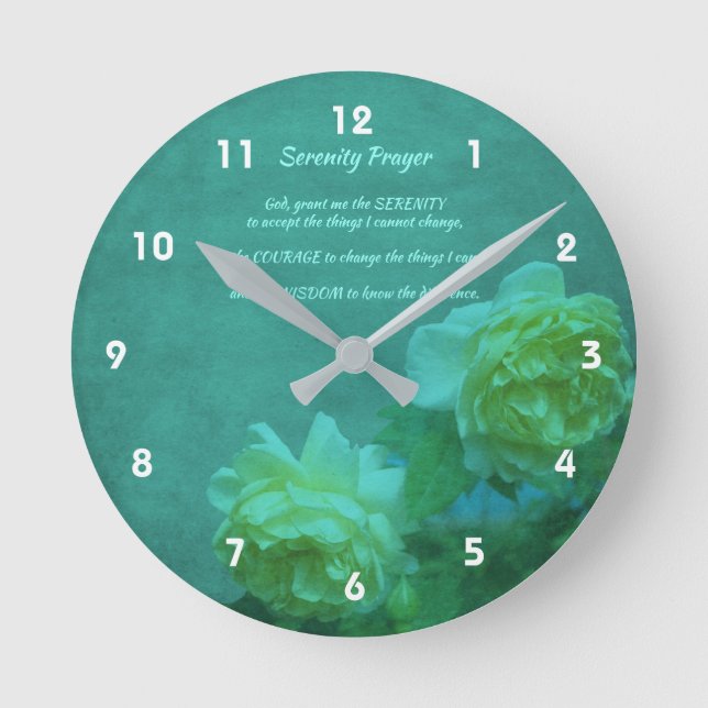 The Serenity Prayer Roses Inspirational       Round Clock (Front)