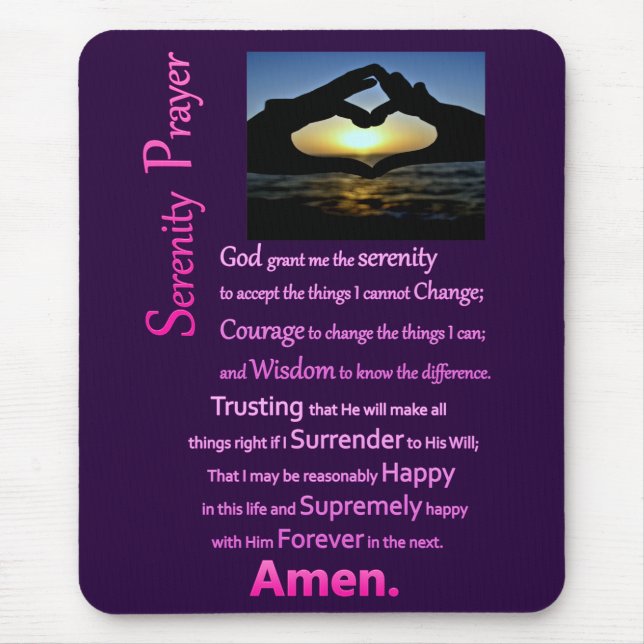 The Serenity Prayer Silhouette Hands Mouse Pad (Front)