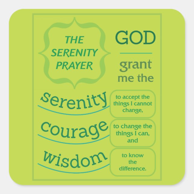 The Serenity Prayer Square Sticker (Front)