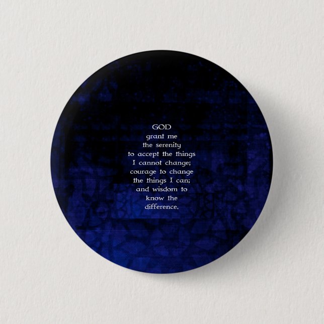 The Serenity Prayer With Blue Background 6 Cm Round Badge (Front)