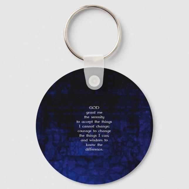 The Serenity Prayer With Blue Background Key Ring (Front)