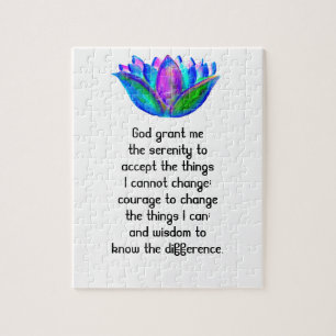 The Serenity Prayer with Colourful Lotus Blossom Jigsaw Puzzle