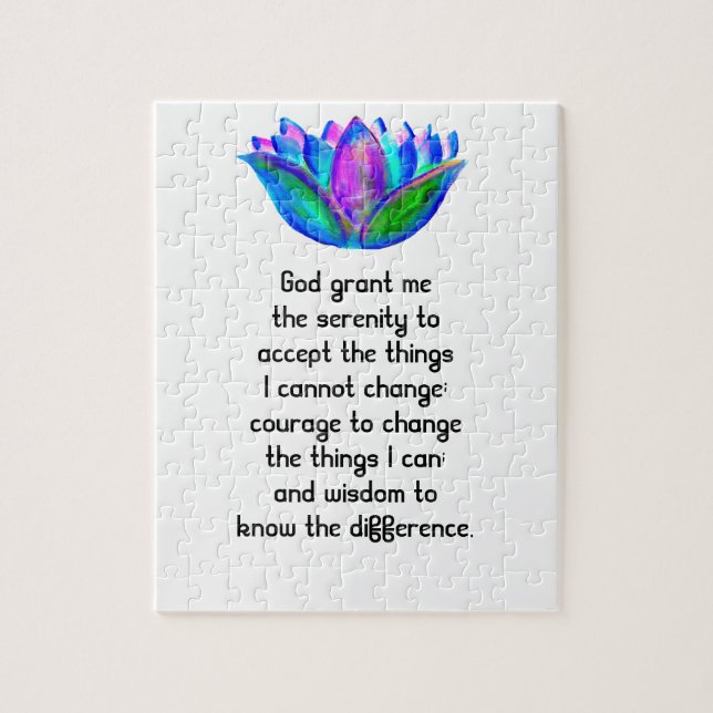 The Serenity Prayer with Colourful Lotus Blossom Jigsaw Puzzle (Vertical)