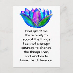 The Serenity Prayer with Colourful Lotus Blossom Postcard