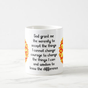 The Serenity Prayer with Red Yellow Lotus Blossom Coffee Mug