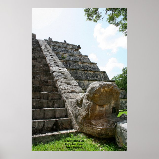 The Serpent, Chichen Ixta, Mayan Ruins, Mexico Poster (Front)