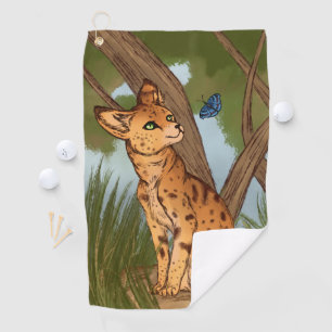 The Serval and the Butterfly Golf Towel