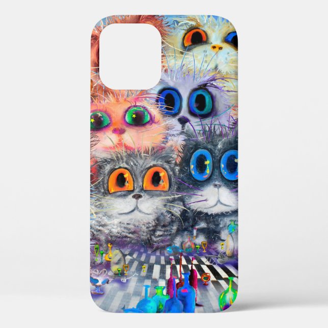 The set of cats' portraitsabstract background,acry Case-Mate iPhone case (Back)