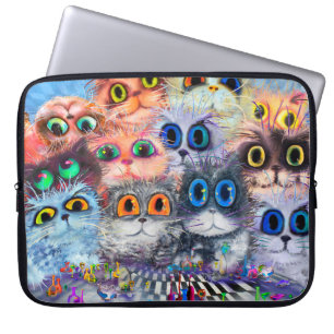 The set of cats' portraitsabstract background,acry laptop sleeve