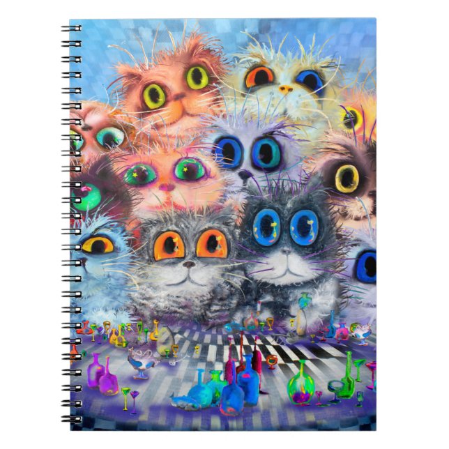 The set of cats' portraitsabstract background,acry notebook (Front)