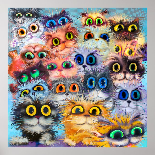 The set of cats portraitsart,portrait,animal,abstr poster (Front)